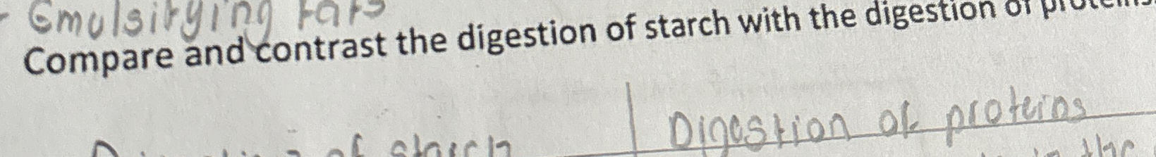 Solved Compare and contrast the digestion of starch with the | Chegg.com