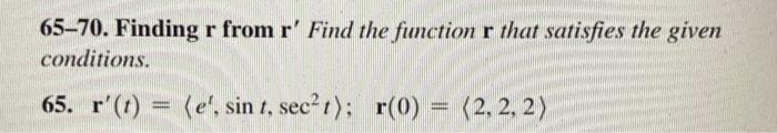 Solved 65−70. Finding r from r′ Find the function r that | Chegg.com