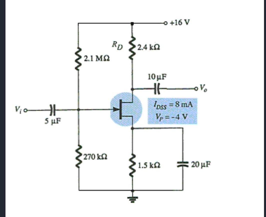 Solved for what the value of RD, is the voltage across VDS