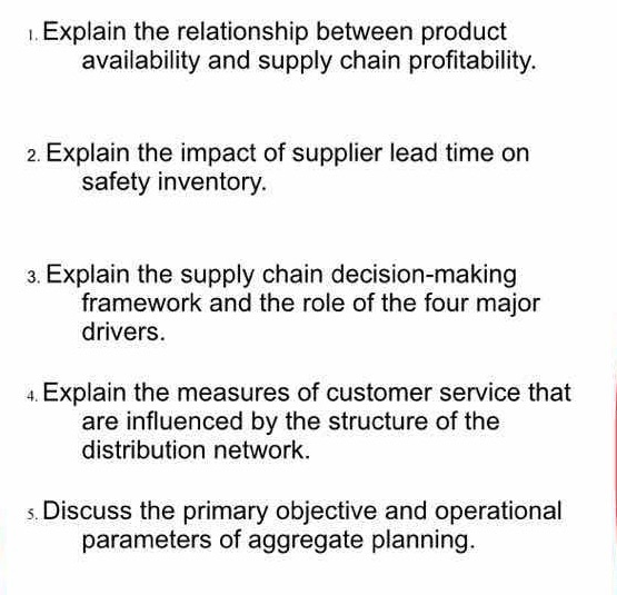 Solved Explain the relationship between product availability