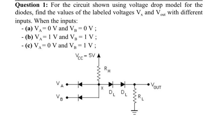 Solved Question 1: For the circuit shown using voltage drop | Chegg.com