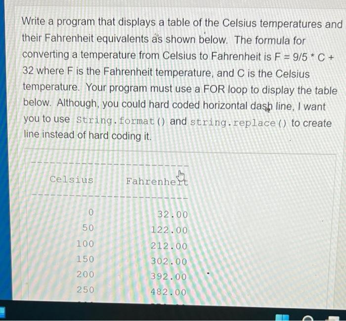 Solved Celsius and Fahrenheit The formula to convert from