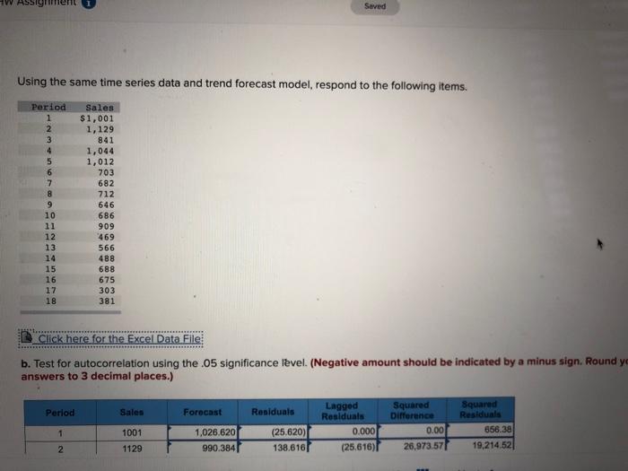 Solved W ASSI Saved Using the same time series data and | Chegg.com