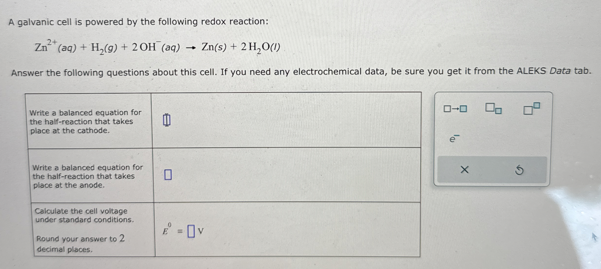 Solved A galvanic cell is powered by the following redox | Chegg.com