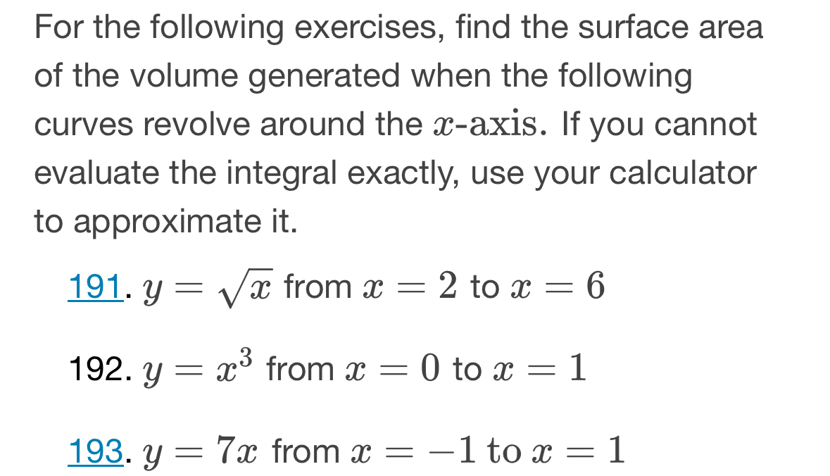 Solved For the following exercises, find the surface area of | Chegg.com