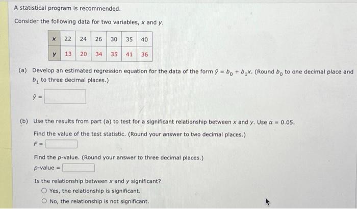 Solved A statistical program is recommended. Consider the | Chegg.com