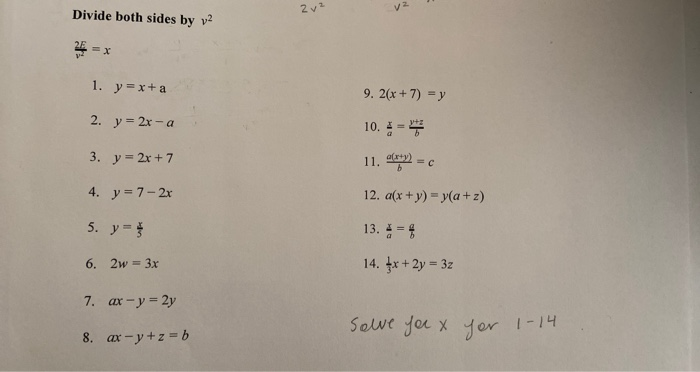 Solved 2v2 V2 Divide Both Sides By V2 1 Y X A 9 2 X Chegg Com