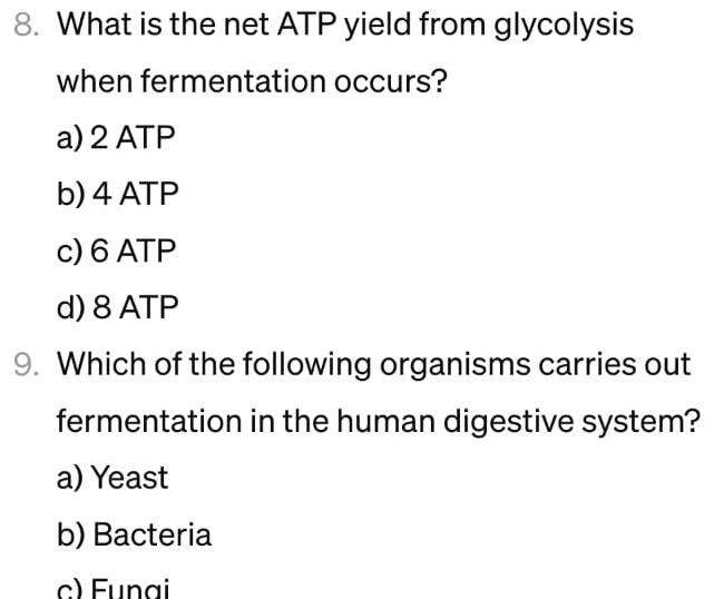 Solved What is the net ATP yield from glycolysis when