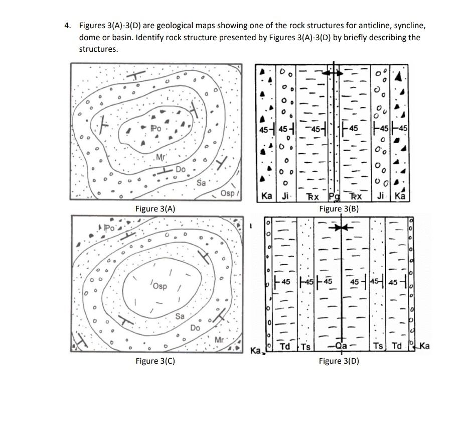 Solved 4. Figures 3(A)-3(D) Are Geological Maps Showing One | Chegg.com