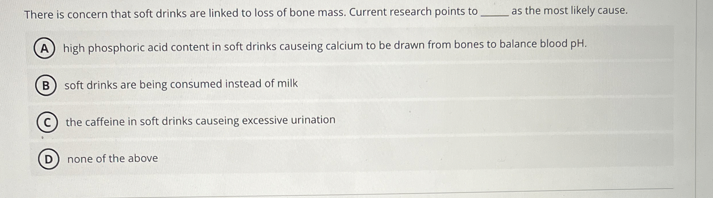 Solved There is concern that soft drinks are linked to loss