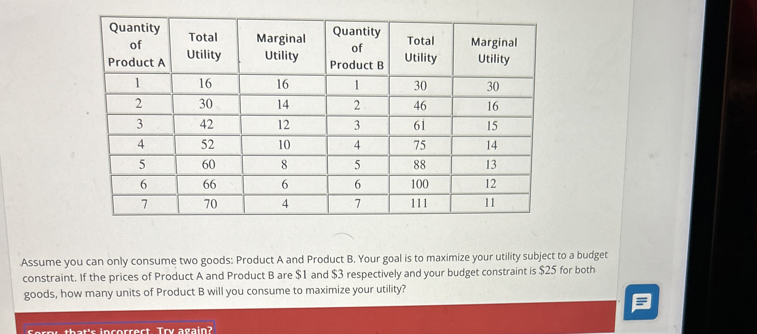 Solved \table[[\table[[Quantity],[of],[Product | Chegg.com