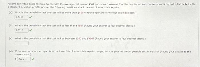 Solved Automobile repair costs continue to rise with the | Chegg.com