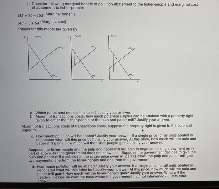 1 Consider Following Marginal Benefit Of Pollution Chegg Com   Image