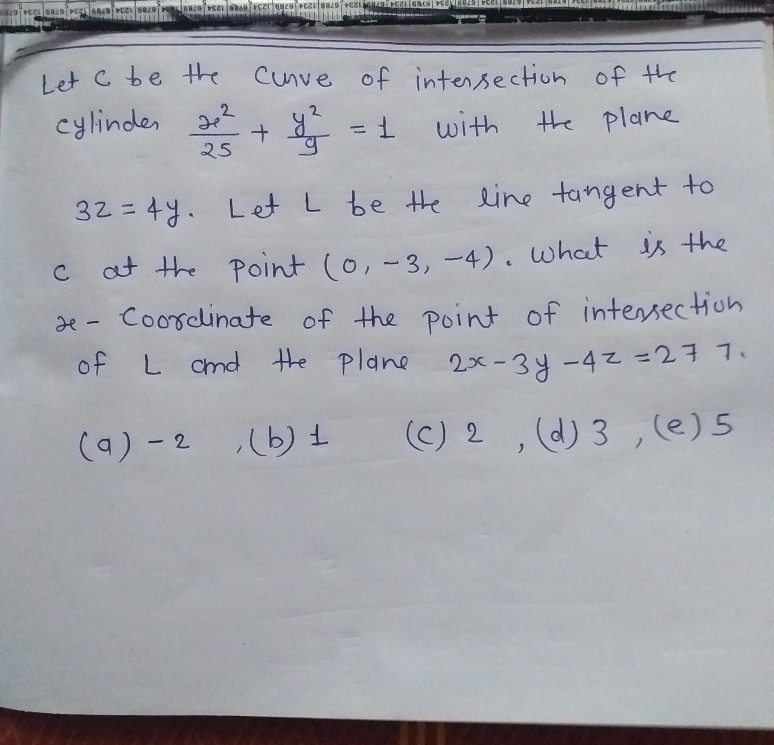 Solved Let C Be The Curve Of Intersection Of The Cylinder Chegg Com