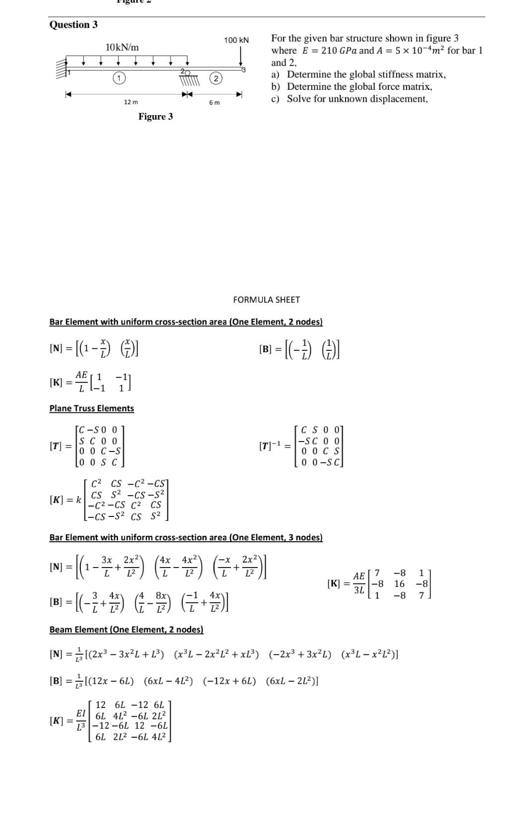 Solved For the given bar structure shown in figure 3 where | Chegg.com