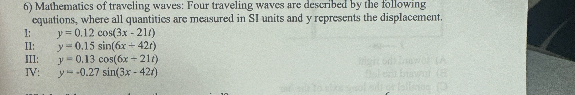 Solved Mathematics of traveling waves: Four traveling waves | Chegg.com
