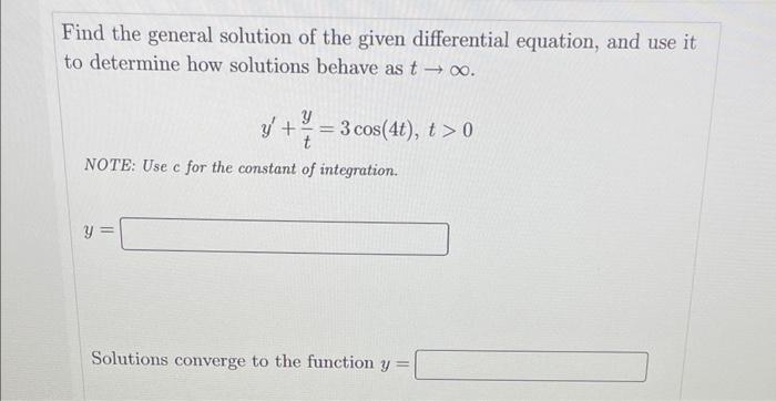Solved Find the general solution of the given differential | Chegg.com