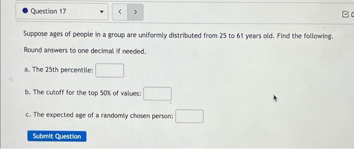 Solved Question 17 BC Suppose ages of people in a group | Chegg.com
