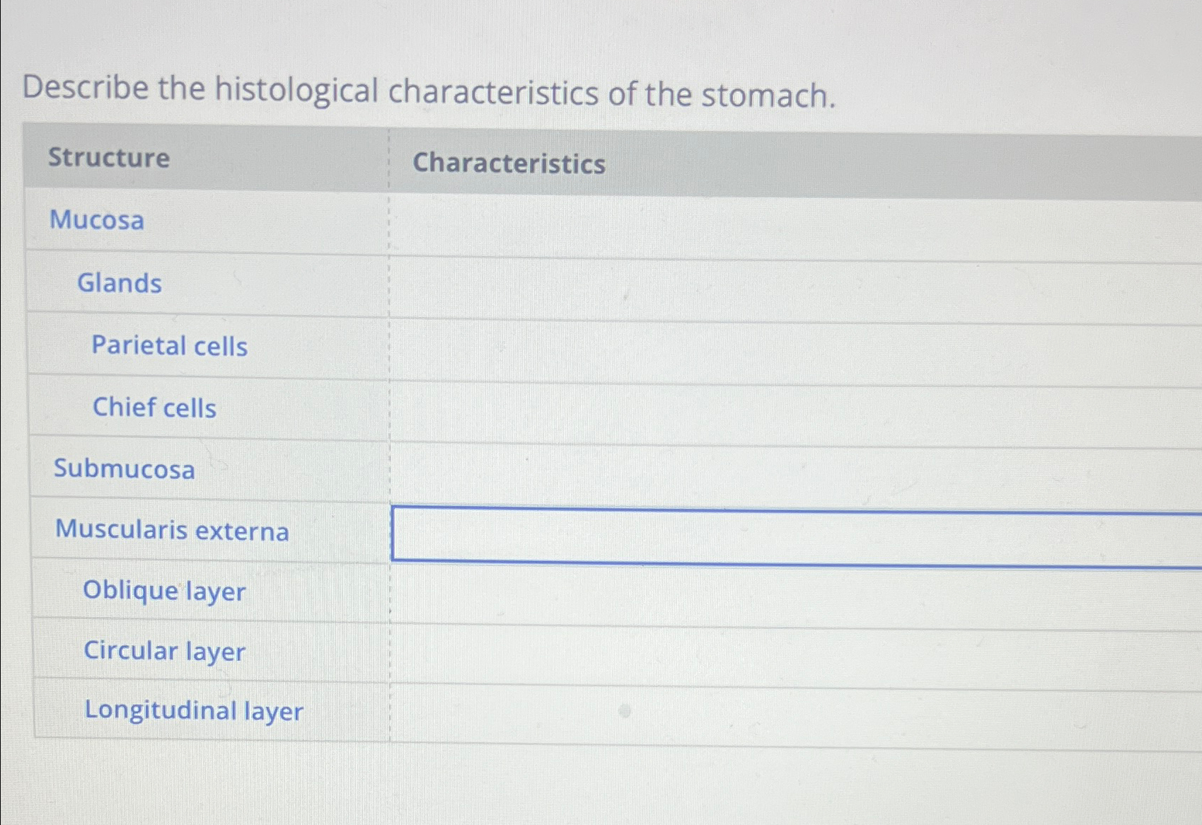 Solved Describe the histological characteristics of the | Chegg.com
