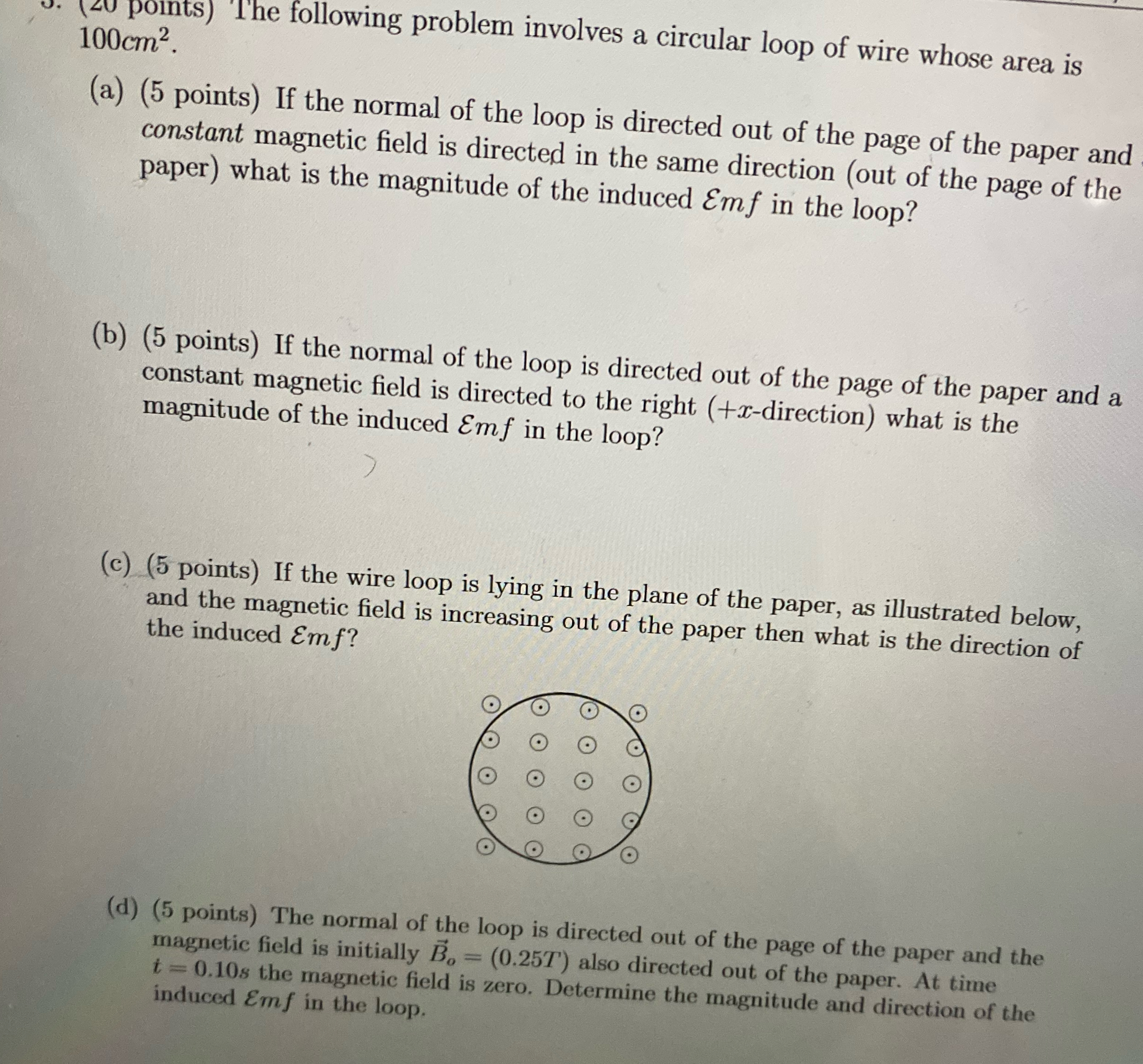 Solved The following problem involves a circular loop of | Chegg.com