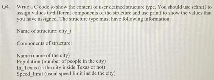 Write a C code to show the content of user defined | Chegg.com