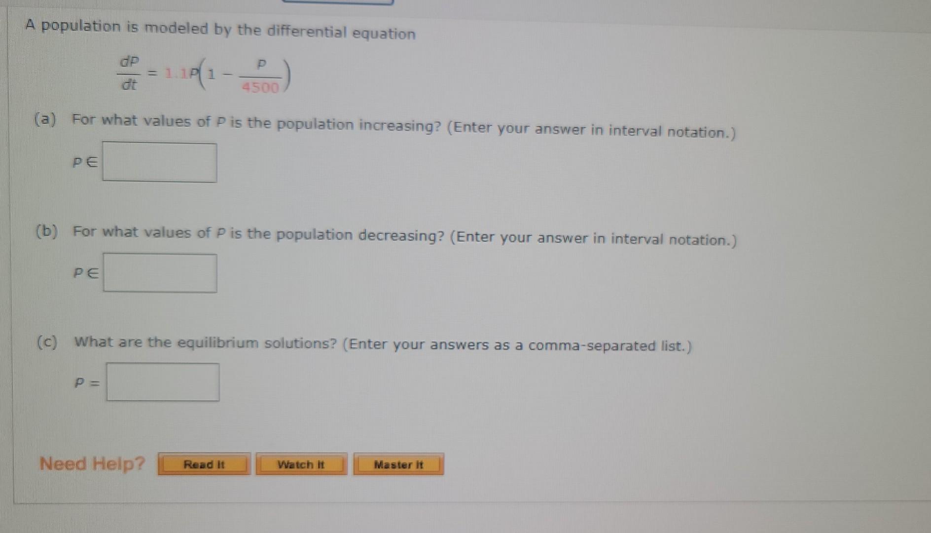 Solved A population is modeled by the differential equation | Chegg.com