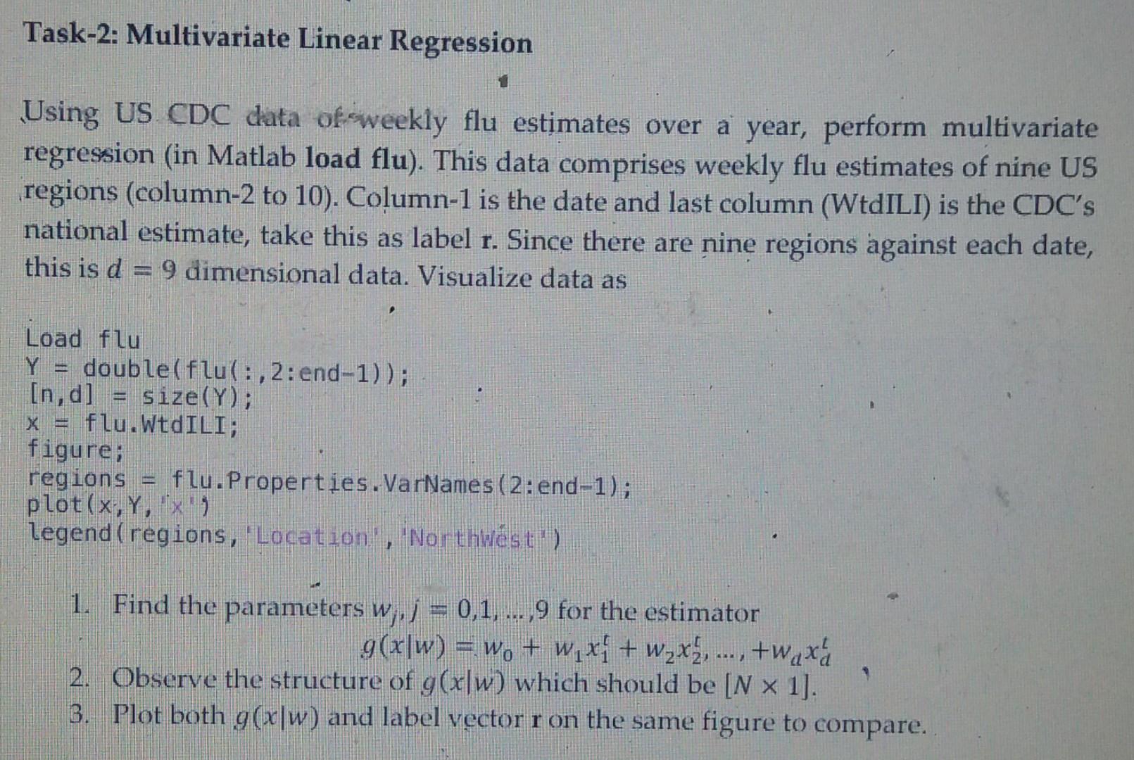 Solved Task-2: Multivariate Linear Regression Using US CDC | Chegg.com