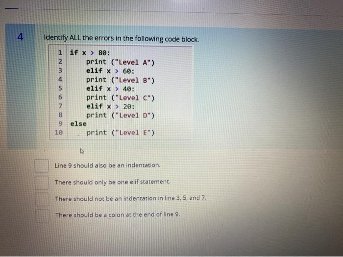 Solved 4 Identify ALL the errors in the following code | Chegg.com