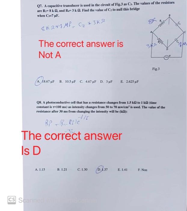 Solved Q7. A capacitive transducer is used in the circuit of | Chegg.com