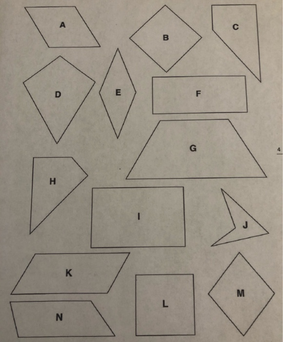 Solved 1. Sort the quadrilaterals into groups according to | Chegg.com
