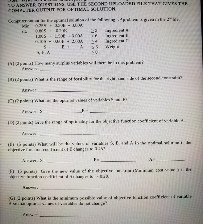 Solved TO ANSWER QUESTIONS, USE THE SECOND UPLOADED FILE | Chegg.com
