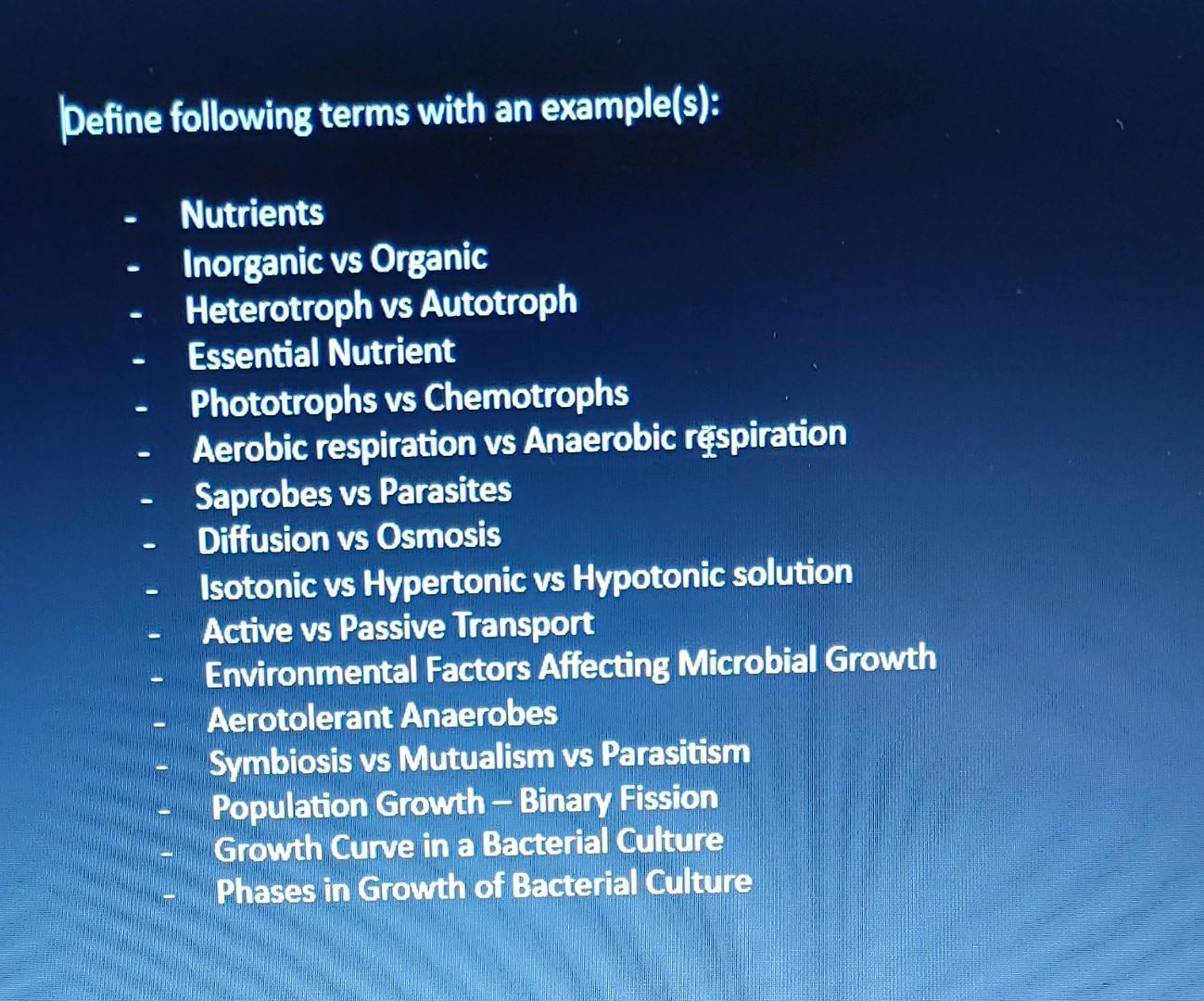 Solved Define following terms with an example(s): - | Chegg.com
