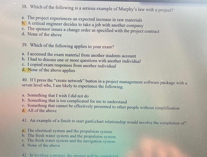 Solved 38. Which of the following is a serious example of | Chegg.com