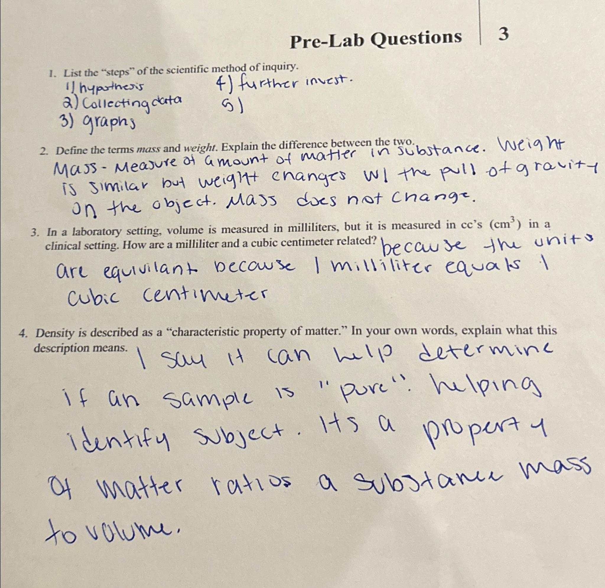 Pre-Lab Questions3List the 