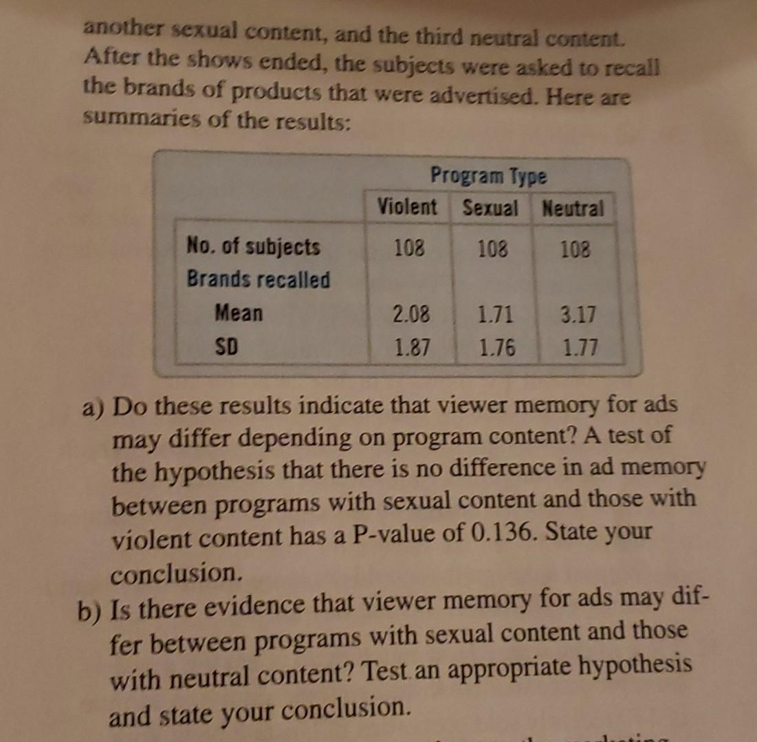 Solved 27. Sex and violence The Journal of Applied | Chegg.com