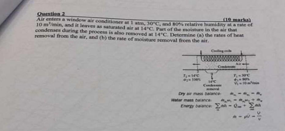Solved Question 2 (10 marks) Air enters a window air | Chegg.com