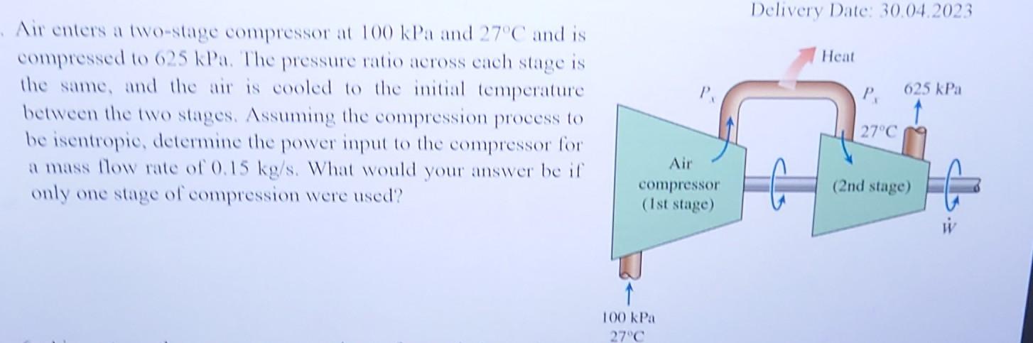 Solved Air enters a two-stage compressor at 100kPa and 27∘C | Chegg.com