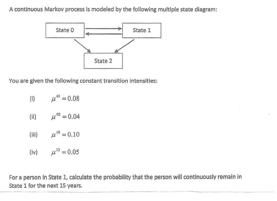 Solved A continuous Markov process is modeled by the | Chegg.com