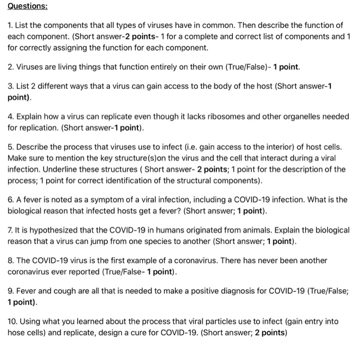 Solved Questions: 1. List the components that all types of | Chegg.com