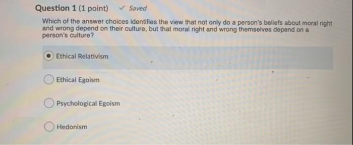Question 7 (0.5 points) Saved Which ethical tool aims | Chegg.com