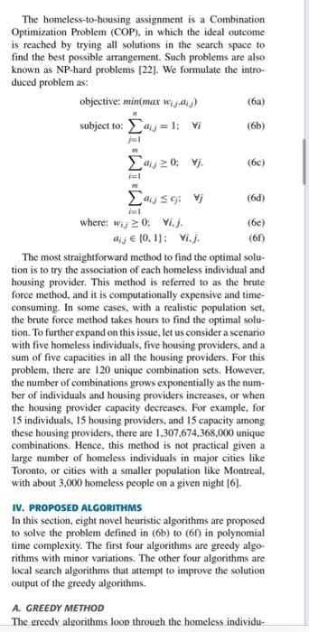 The homeless-to-housing assignment is a Combination | Chegg.com