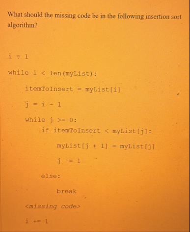 Solved What should the missing code be in the following | Chegg.com