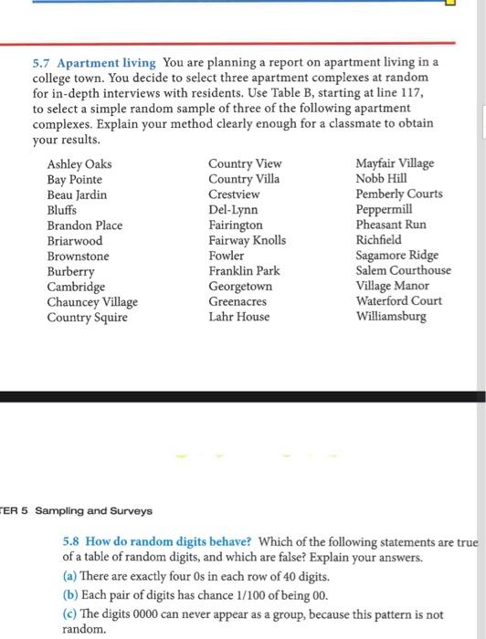 Solved 5.7 Apartment living You are planning a report on