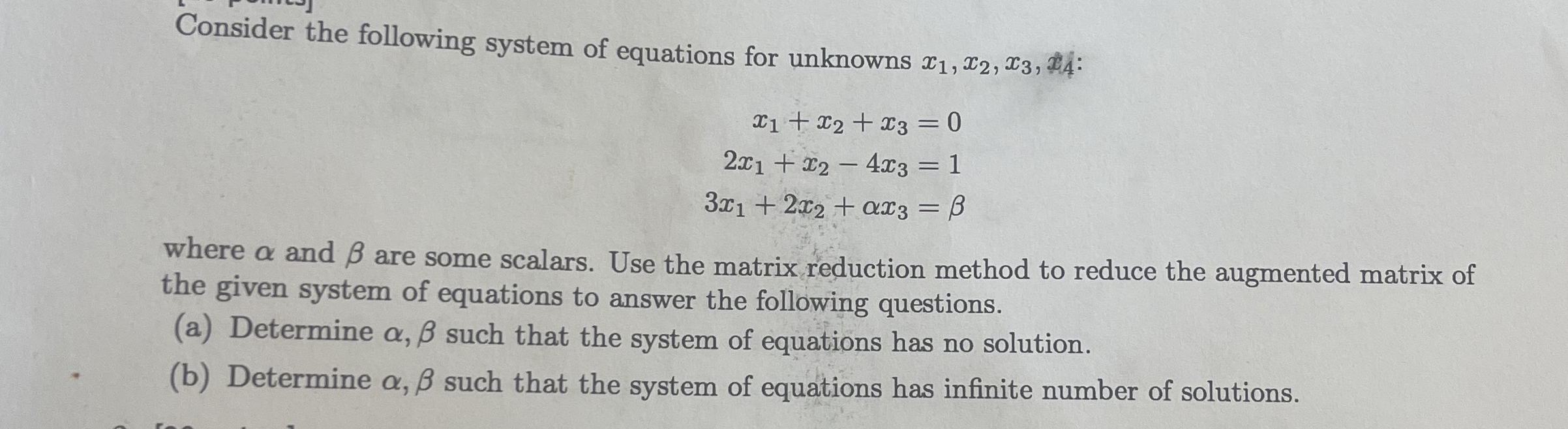 Solved Consider the following system of equations for | Chegg.com