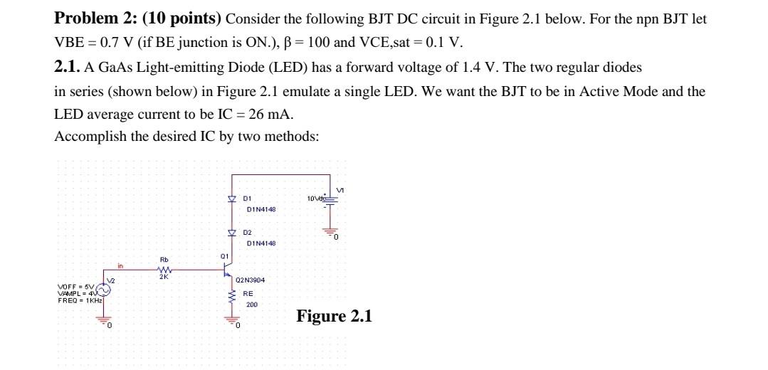 Solved Problem 2: (10 points) Consider the following BJT DC | Chegg.com