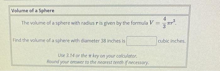 how to find the volume of a sphere given the radius