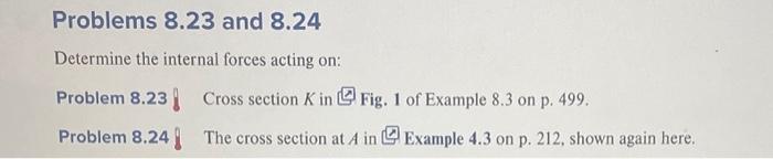 Solved Problems 8.23 and 8.24 Determine the internal forces | Chegg.com