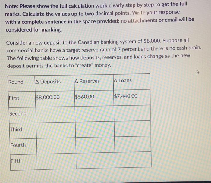 Solved Note: Please show the full calculation work clearly | Chegg.com