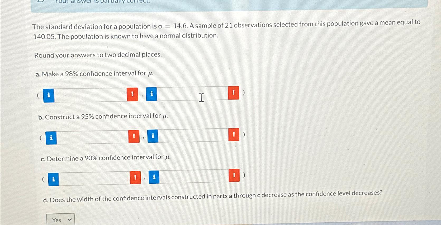 Solved The standard deviation for a population is σ=14.6. ﻿A | Chegg.com