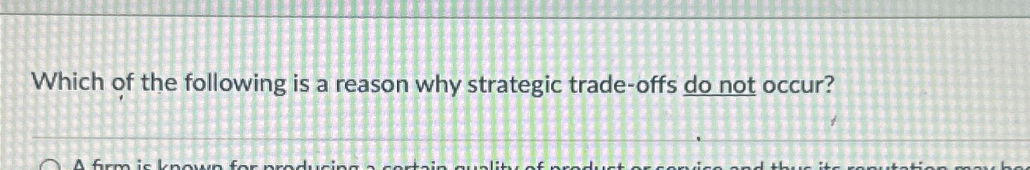 Solved Which of the following is a reason why strategic | Chegg.com